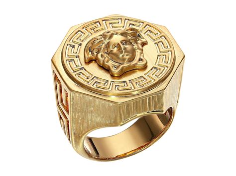 versace women's gold metallic versace medusa ring|versace 18k gold ring.